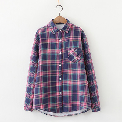 Camasa de dama in carouri model nou cu guler clasic in galben, roz si mov