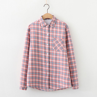 Camasa de dama in carouri model nou cu guler clasic in galben, roz si mov