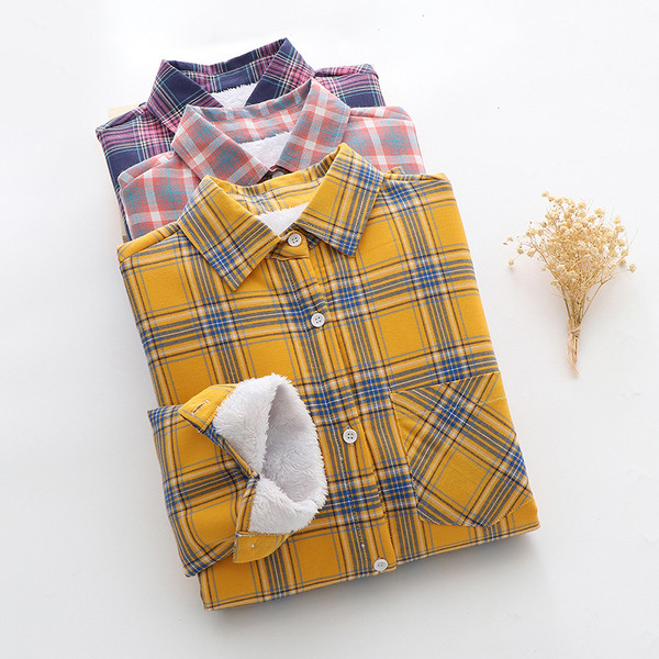 Camasa de dama in carouri model nou cu guler clasic in galben, roz si mov