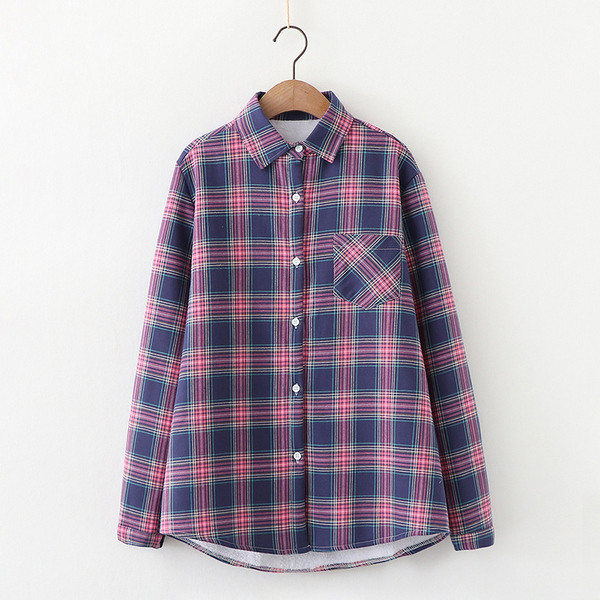 Camasa de dama in carouri model nou cu guler clasic in galben, roz si mov