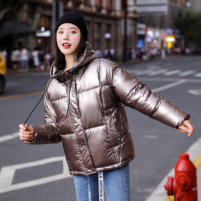 Μοντέρνο χειμερινό γυναικείο μπουφάν με κουκούλα και φερμουάρ σε πέντε χρώματα