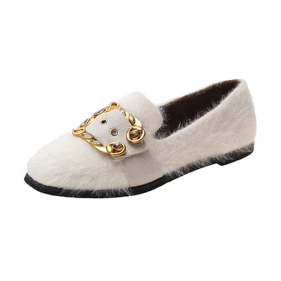 Modern női mokaszin fém csattal fehér és fekete színben