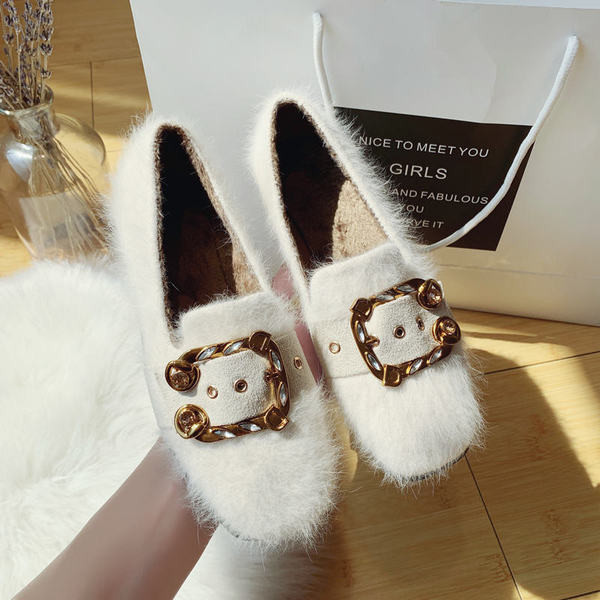 Modern női mokaszin fém csattal fehér és fekete színben