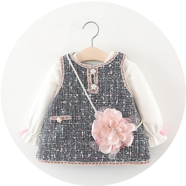 Νέο παιδικό σετ  φόρεμα + μπλούζα για κορίτσια σε δύο χρώματα