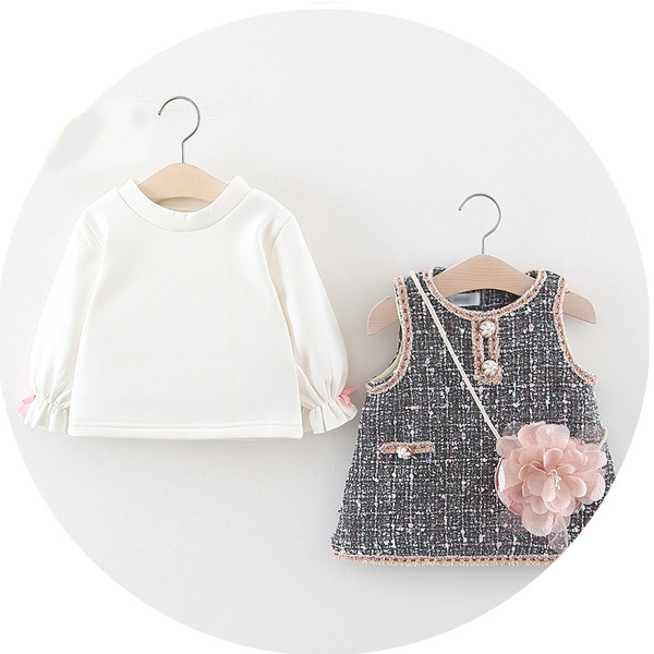 Νέο παιδικό σετ  φόρεμα + μπλούζα για κορίτσια σε δύο χρώματα