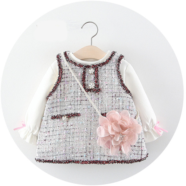 Νέο παιδικό σετ  φόρεμα + μπλούζα για κορίτσια σε δύο χρώματα