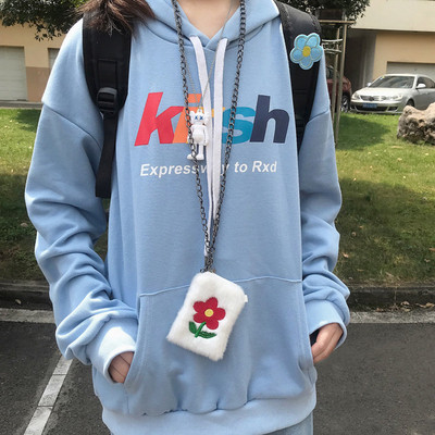 Γυναικεία casual μπλούζα με κουκούλα και εφαρμογή