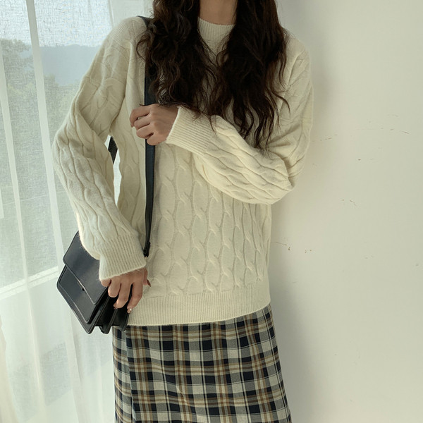 Női alkalmi pulóver zöld, narancs és fehér színben