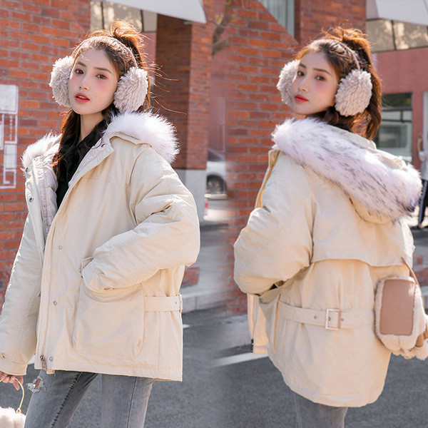 Női kabát kapucnival és pehellyel fekete, bézs és szürke színben