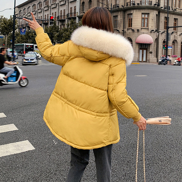 Modern női téli kabát kapucnival és pehellyel négy színben