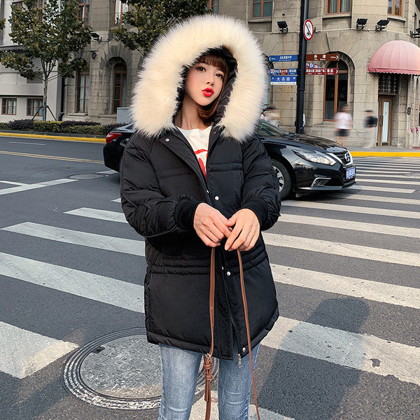 Modern női téli kabát kapucnival és pehellyel négy színben