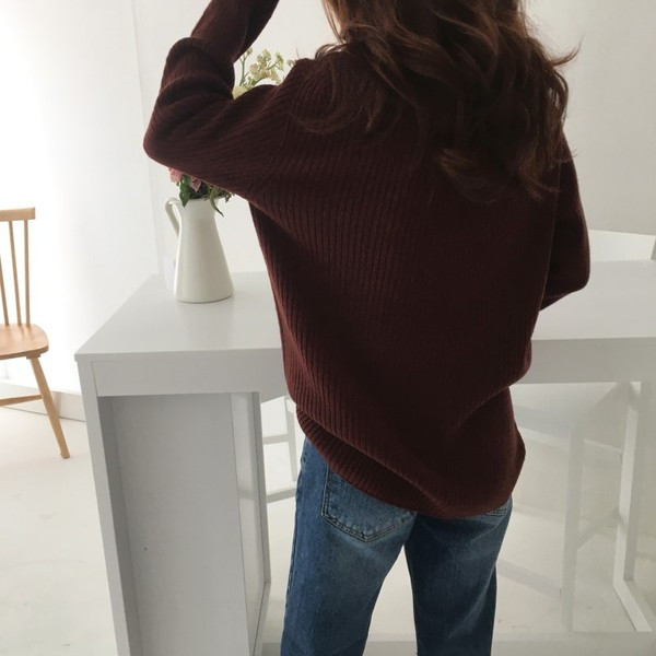 Γυναικείο καθημερινό πουλόβερ σε μπλε και καφέ χρώμα