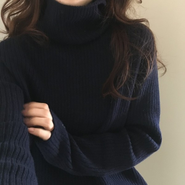 Γυναικείο καθημερινό πουλόβερ σε μπλε και καφέ χρώμα