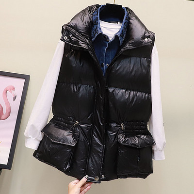 Νέο μοντέλο γυναικείο γιλέκο με τσέπες σε μαύρο, χρυσό και ασημί χρώμα