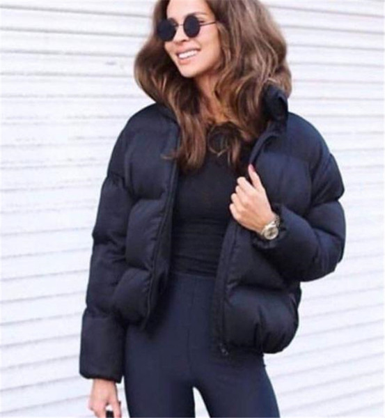 Модерно дамско късо зимно яке с висока яка в седем цвята 