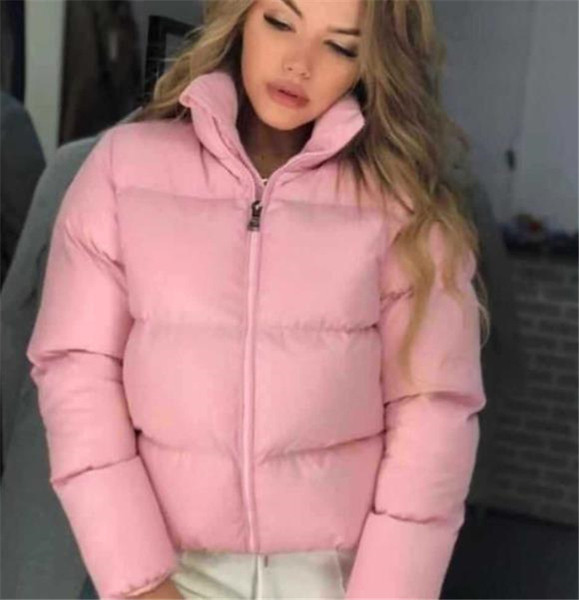 Модерно дамско късо зимно яке с висока яка в седем цвята 