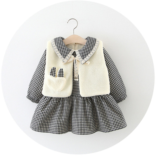 Rochie in carouri copii model nou + vesta