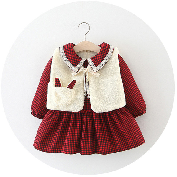 Rochie in carouri copii model nou + vesta