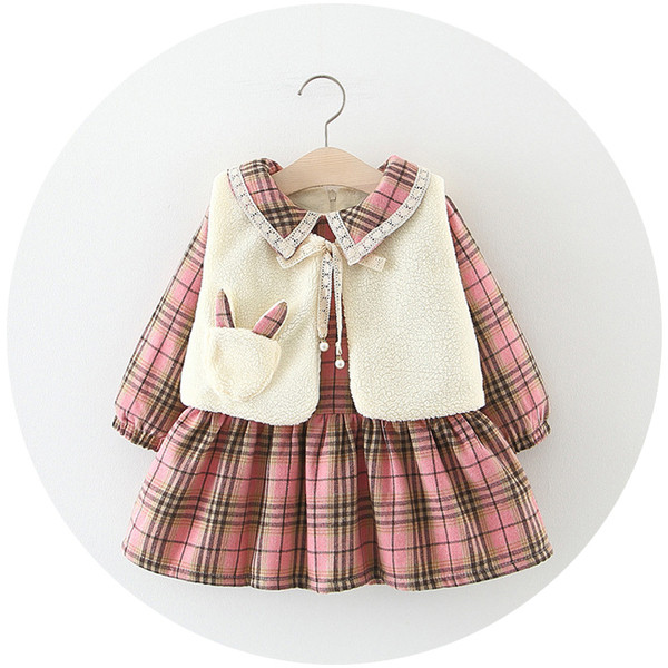 Rochie in carouri copii model nou + vesta