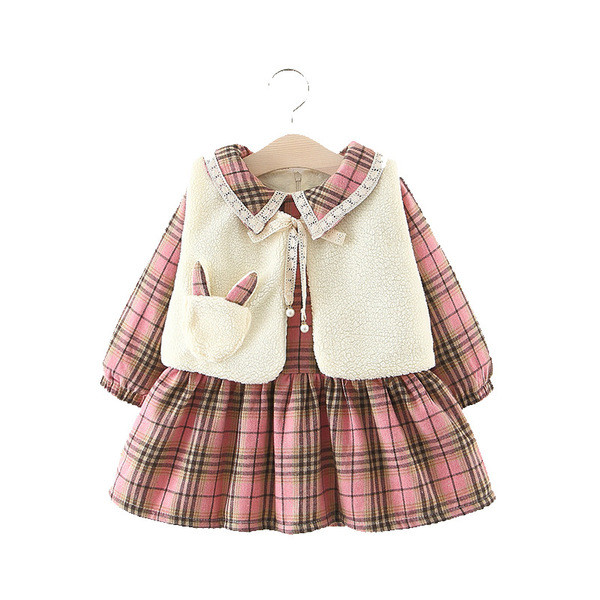 Rochie in carouri copii model nou + vesta