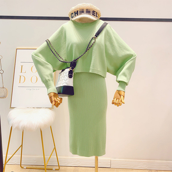 Set de rochie și pulover de damă modern în patru culori