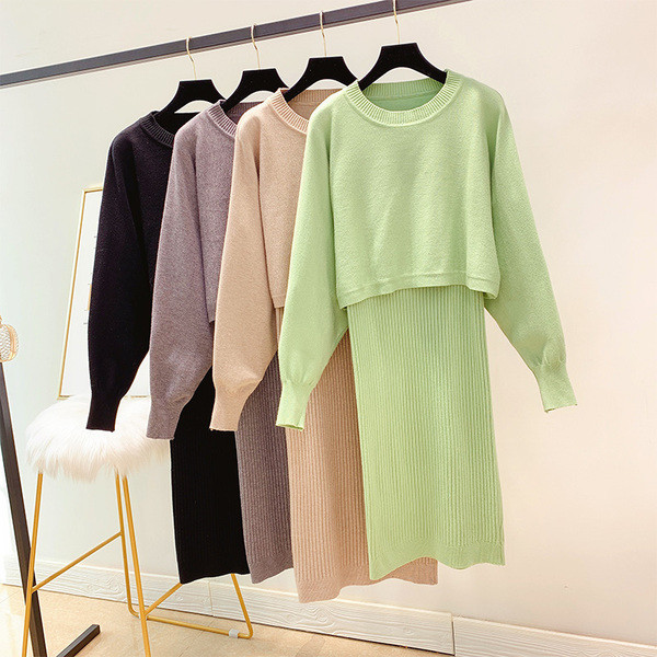 Set de rochie și pulover de damă modern în patru culori