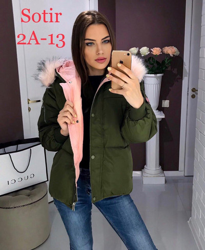 Modern női téli kabát pehellyel és zsebekkel hét színben