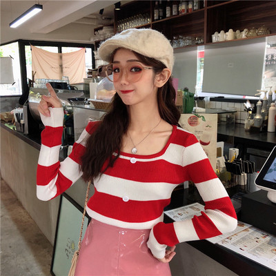 Bluză casual în dungi cu nasturi în patru culori