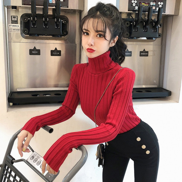 Pulover casual dama cu guler polo in rosu si bej