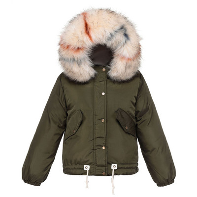 Női alkalmi rövid kabát kapucnival és pehellyel öt színben