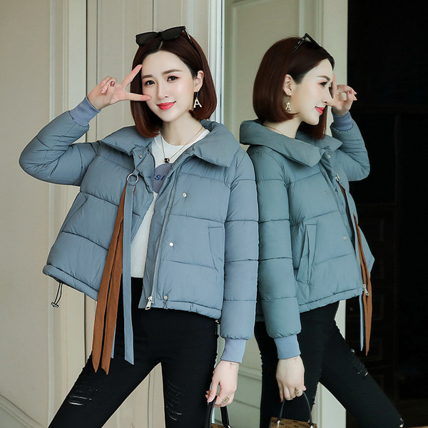 Modern női rövid téli kabát cipzárral négy színben