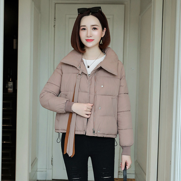 Modern női rövid téli kabát cipzárral négy színben