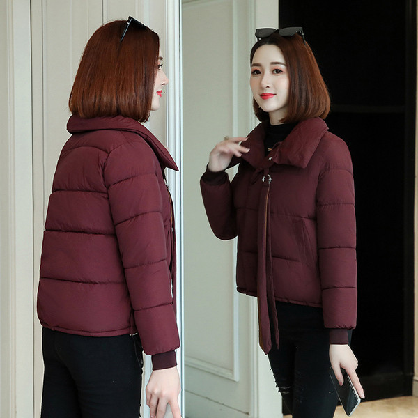 Modern női rövid téli kabát cipzárral négy színben