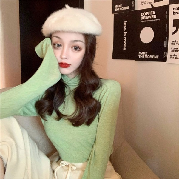 Női karcsú pulóver pólógallérral több színben