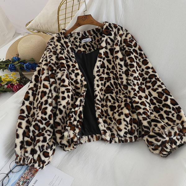 Őszi női puha kabát leopárd mintával három színben