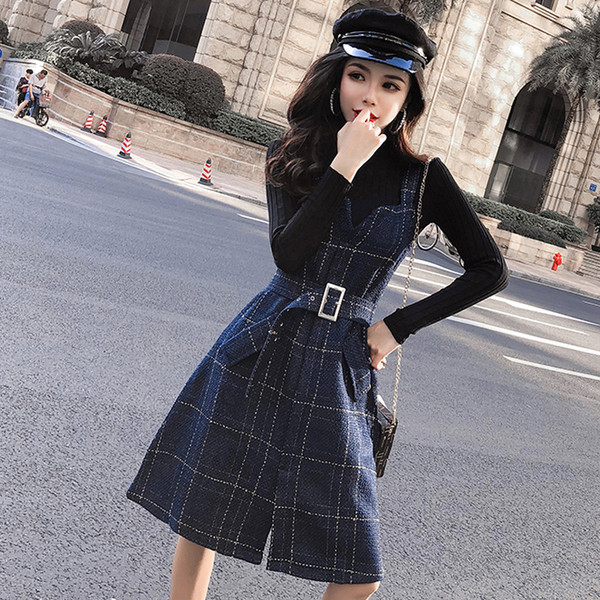 Set de bluză și rochie de damă modern cu curea și buzunar