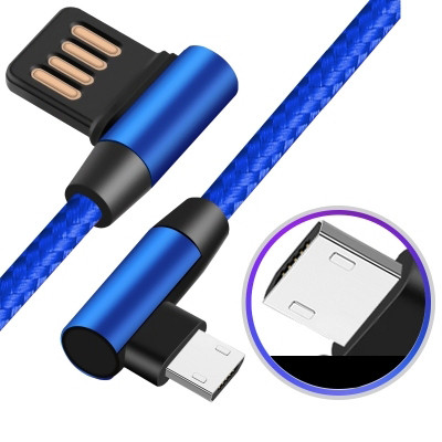 Кабел за бързо зареждане и синхронизиране на мобилни устройства TYPE A MICRO USB в син цвят