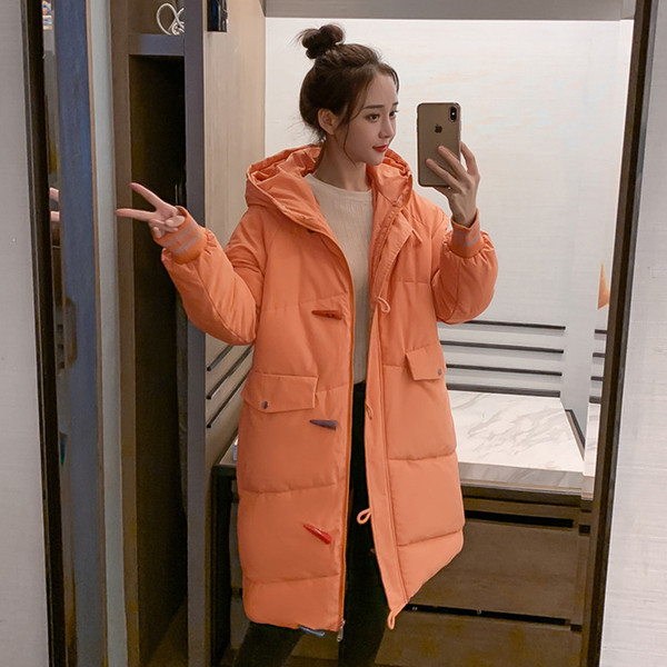 Modern női téli hosszú kabát - széles modell kapucnival öt színben