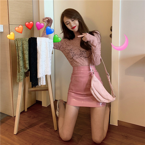 Bluza de dama moderna din dantela cu guler inalt in mai multe culori