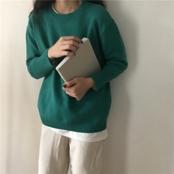 Pulover casual dama cu decolteu rotund in mai multe culori