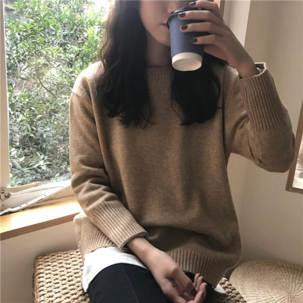 Pulover casual dama cu decolteu rotund in mai multe culori