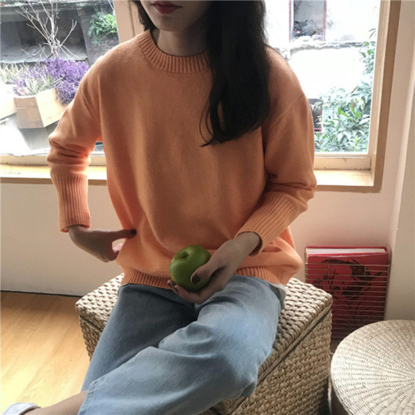 Pulover casual dama cu decolteu rotund in mai multe culori