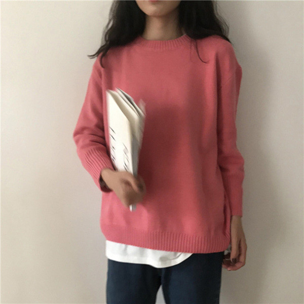 Pulover casual dama cu decolteu rotund in mai multe culori