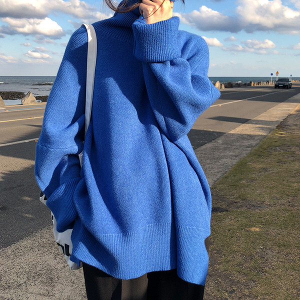 Μοντέρνο γυναικείο πουλόβερ χειμωνιάτικο φαρδύ σχέδιο σε διάφορα χρώματα