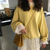 Γυναικεία μπλούζα με μανίκια δαντέλα και κολάρο σε διάφορα χρώματα