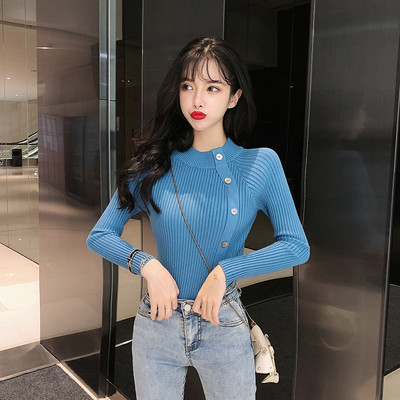 Γυναικεία casual μπλούζα με μακριά μανίκια και κουμπιά σε διαφορετικά χρώματα