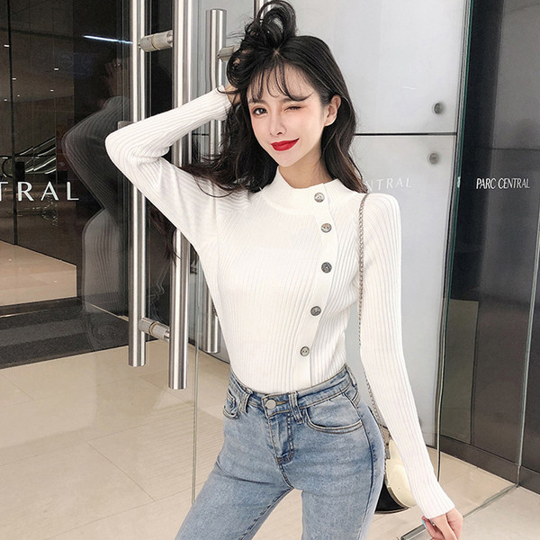 Γυναικεία casual μπλούζα με μακριά μανίκια και κουμπιά σε διαφορετικά χρώματα