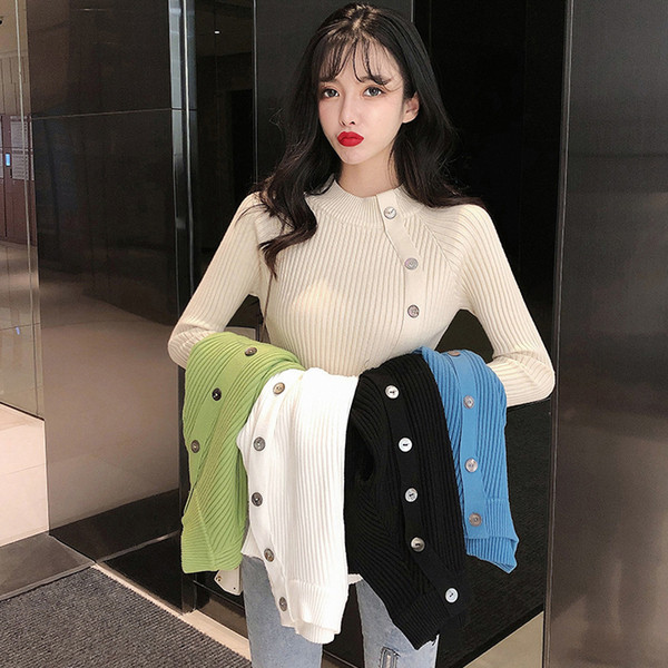 Γυναικεία casual μπλούζα με μακριά μανίκια και κουμπιά σε διαφορετικά χρώματα