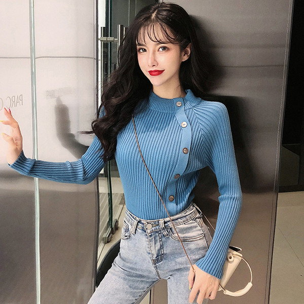 Γυναικεία casual μπλούζα με μακριά μανίκια και κουμπιά σε διαφορετικά χρώματα