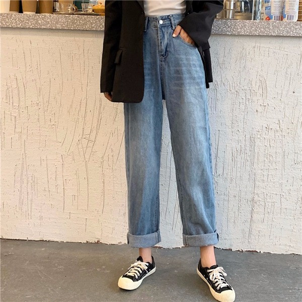 Casual  γυναικεία φαρδιά τζιν - μπλε χρώμα